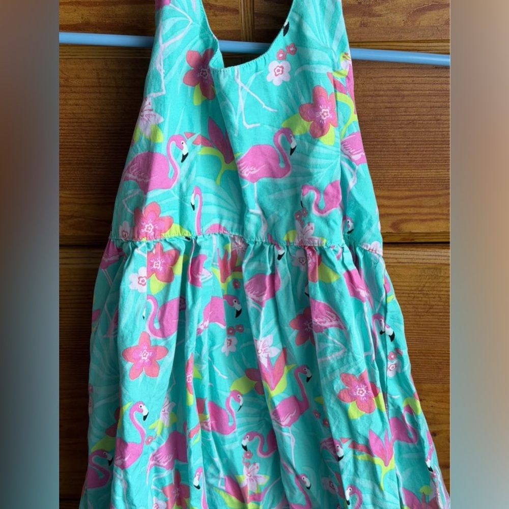 Girls Gymboree Flamingo Halter Dress - Aqua & Pink size 6 - Picture 2 of 4